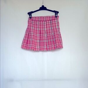 Chic Pink Plaid Kids Skirt